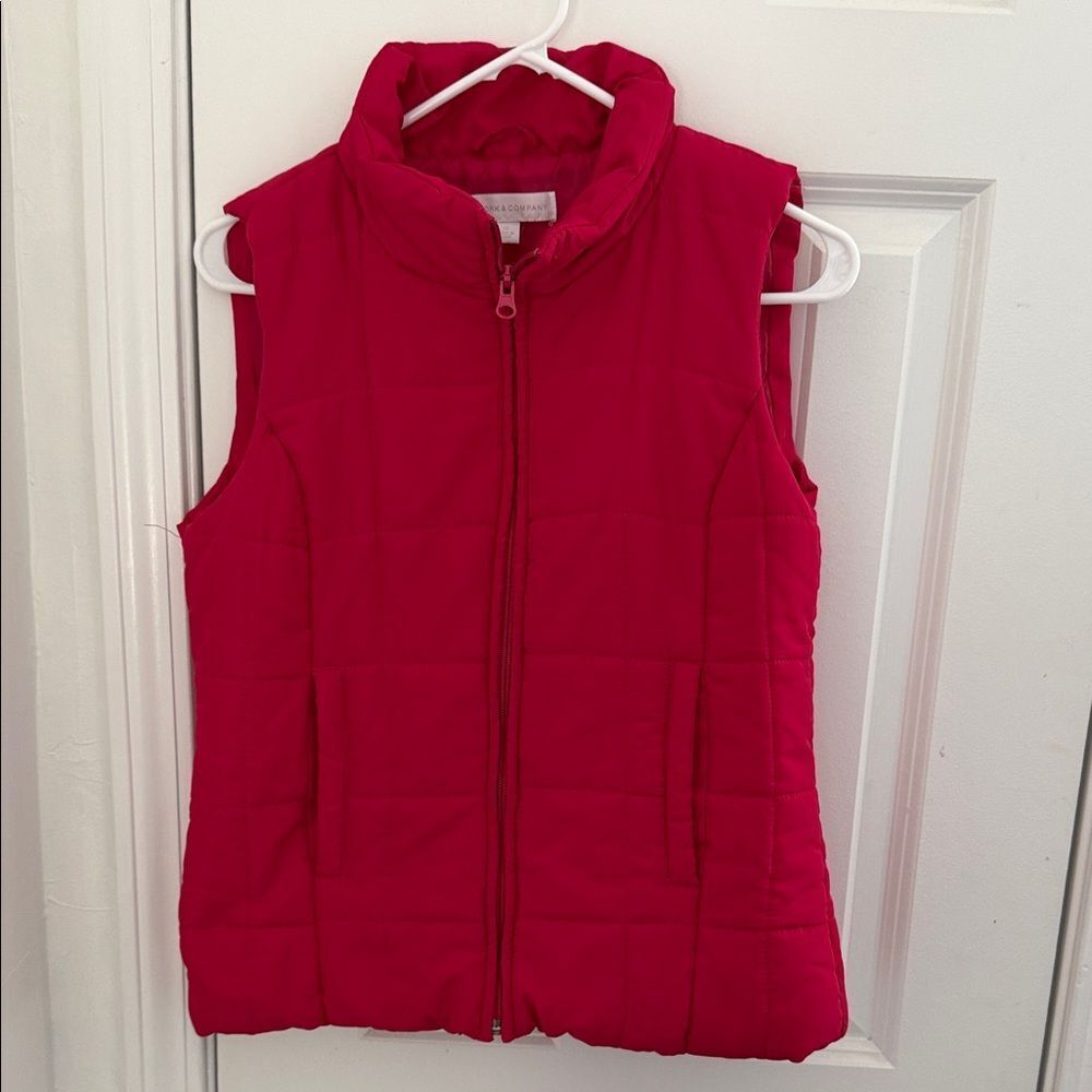 New York & Company Cherry Quilted Vest Size XS